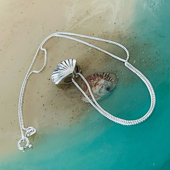 Sterling Silver Small Seashell Necklace, Beach Necklace, Silver Necklaces - Picture 9 of 14